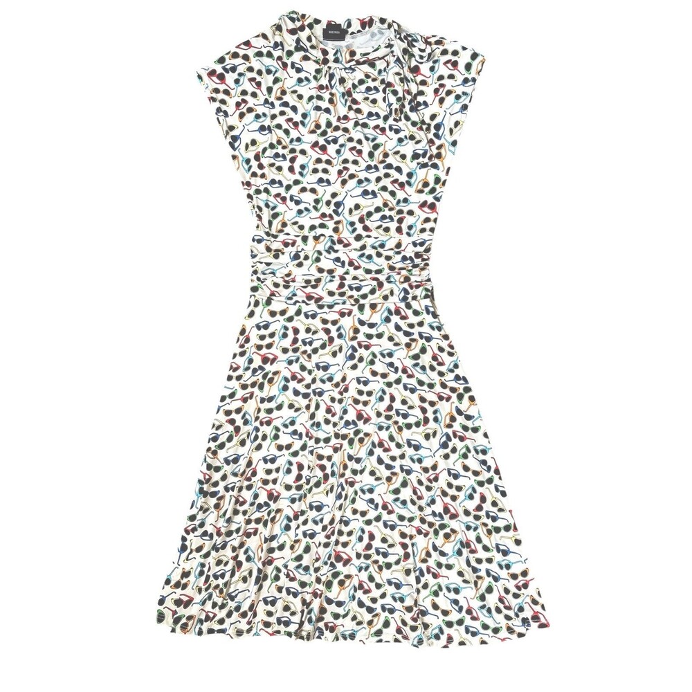 Retrolicious‎ ModCloth Cat Eye Sunglasses Ruched Scarf Dress Made in USA Sz Med